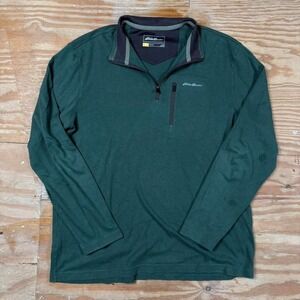 dark forest green lightweight eddie bauer knit quarter zip‎